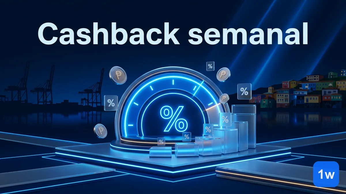 Escala de cashback semanal de casino de 1win Chile con el puerto de Valparaíso de fondo