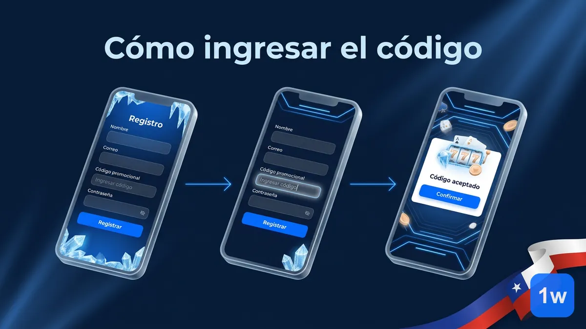 Pasos para introducir el código promocional en el registro de 1win Chile