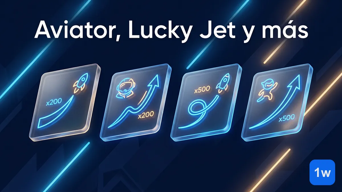 Comparación visual de varios juegos crash como Aviator y Lucky Jet disponibles en 1win Chile